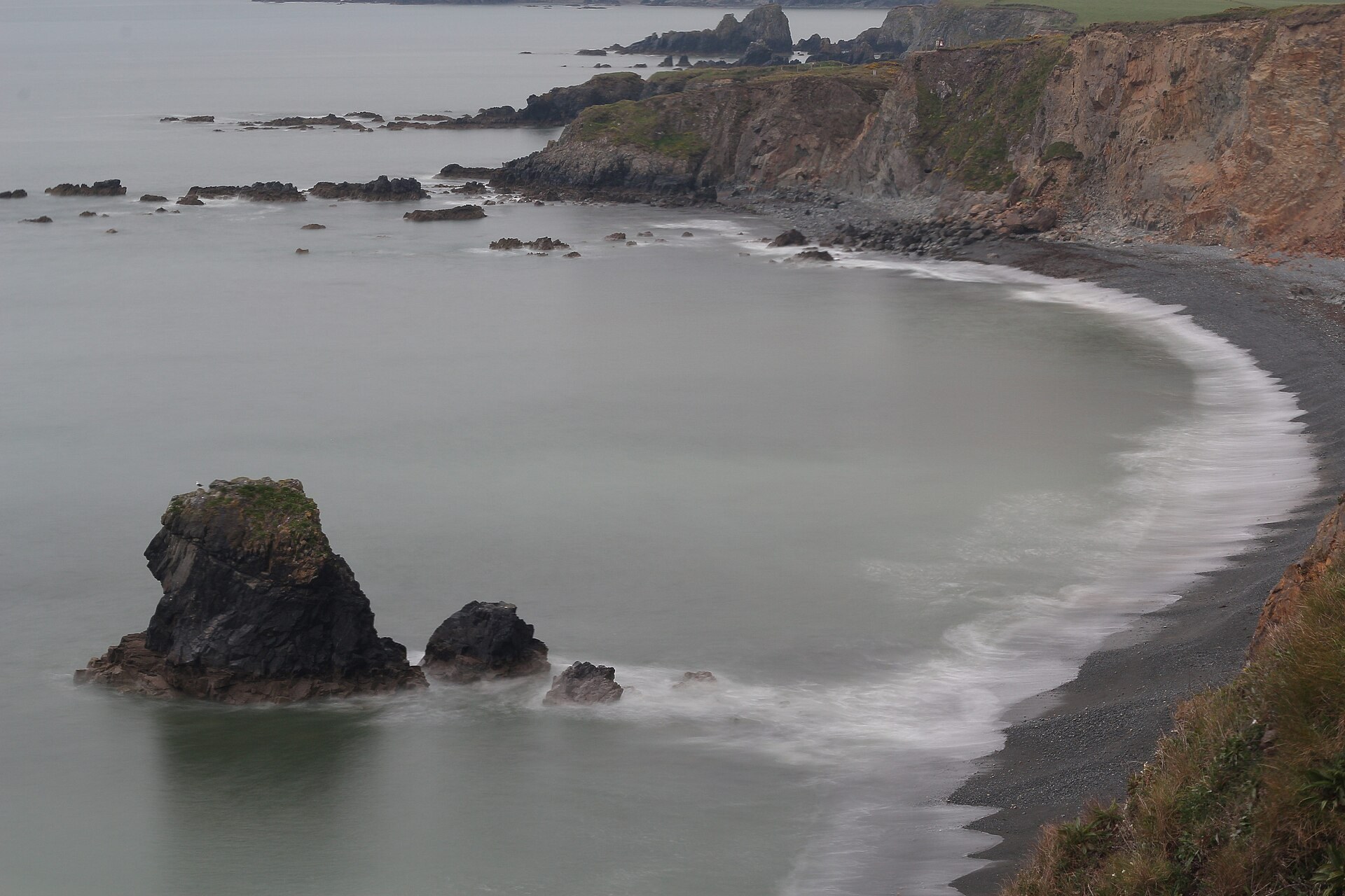 Grass-topped cliffs above the sea near Bunmahon